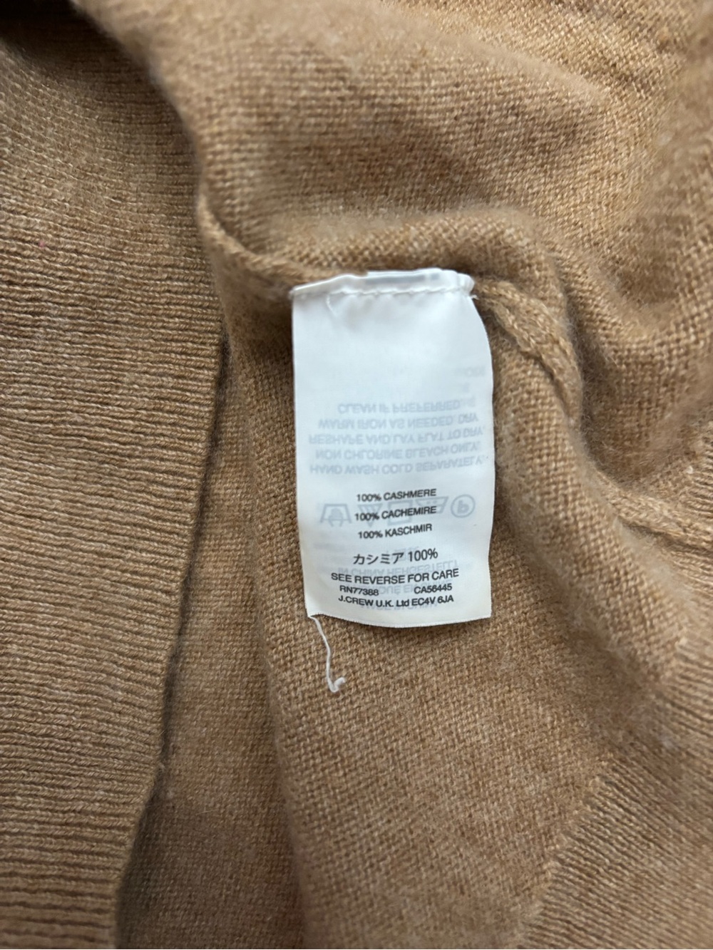 J.CREW 100% Cashmere V-Neck Sweater Tan Camel Brown Oversized Fits Medium - Picture 8 of 11